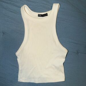 Zara Cream Ribbed Tank Top